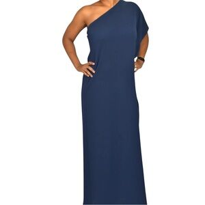 Vici One-Shoulder Dress in Deep Blue